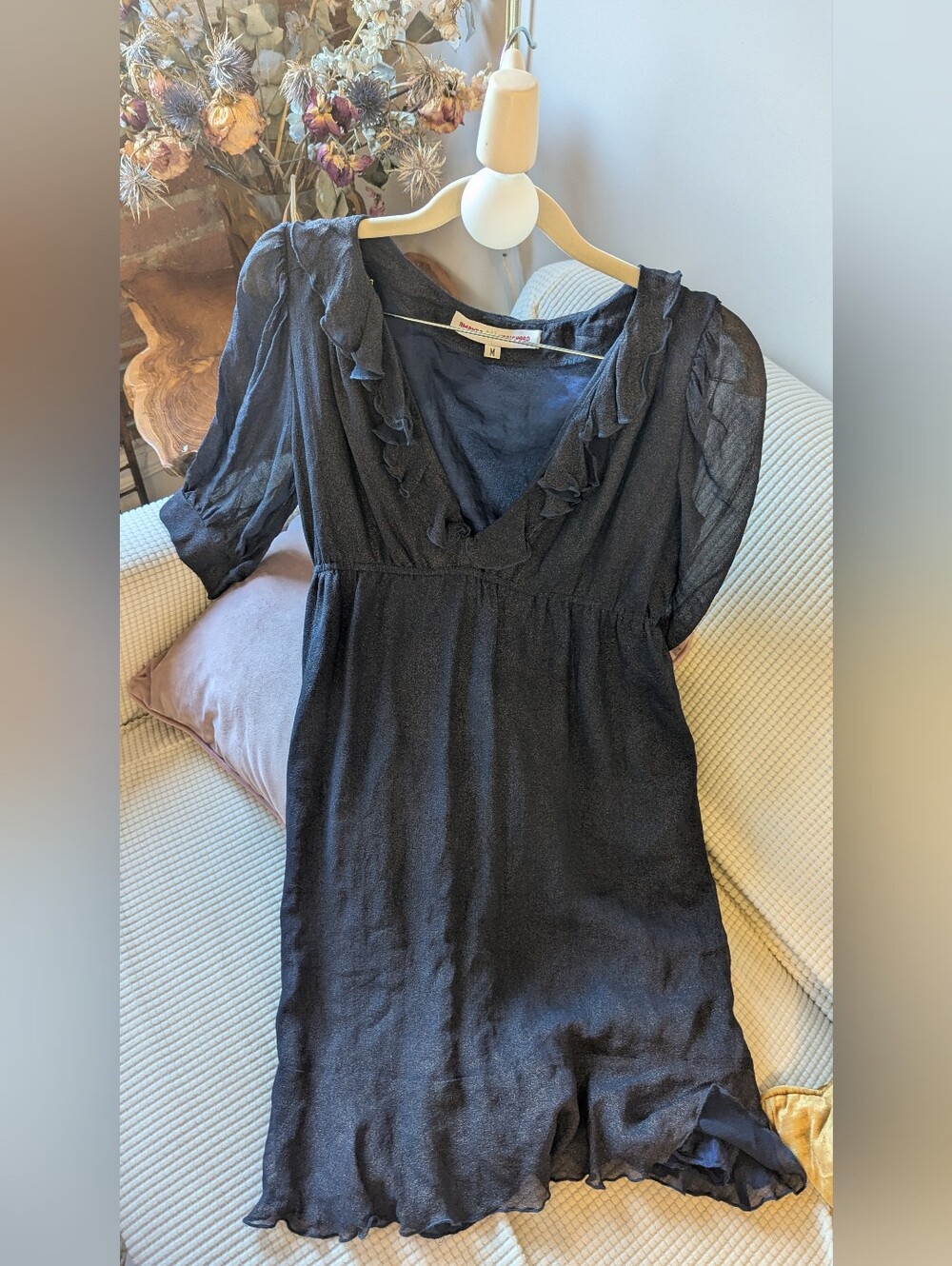 Amanda Uprichard Blue-gold  V-Neck Short Sleeve Dress